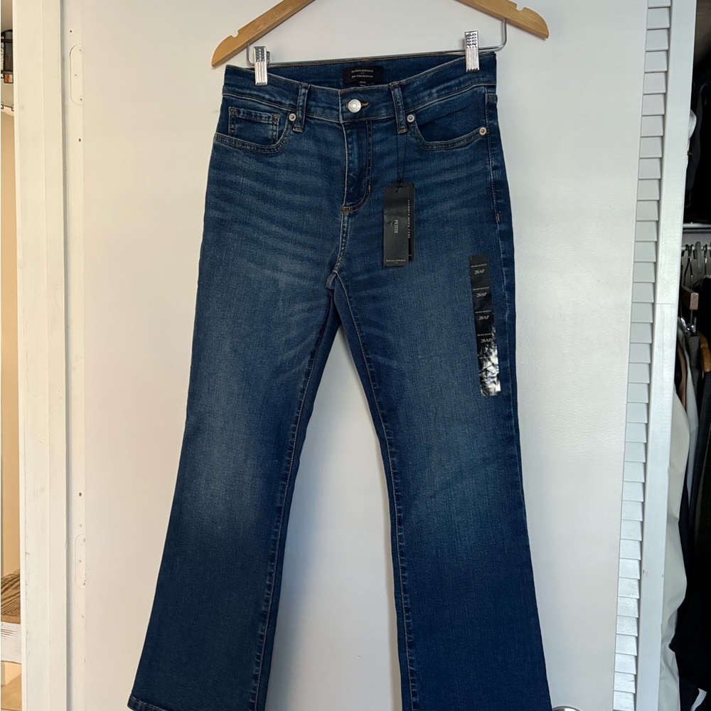 Banana Republic Factory Blue Boot Cut Jeans with Distressed Detail